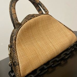 Straw & Snakeskin purse